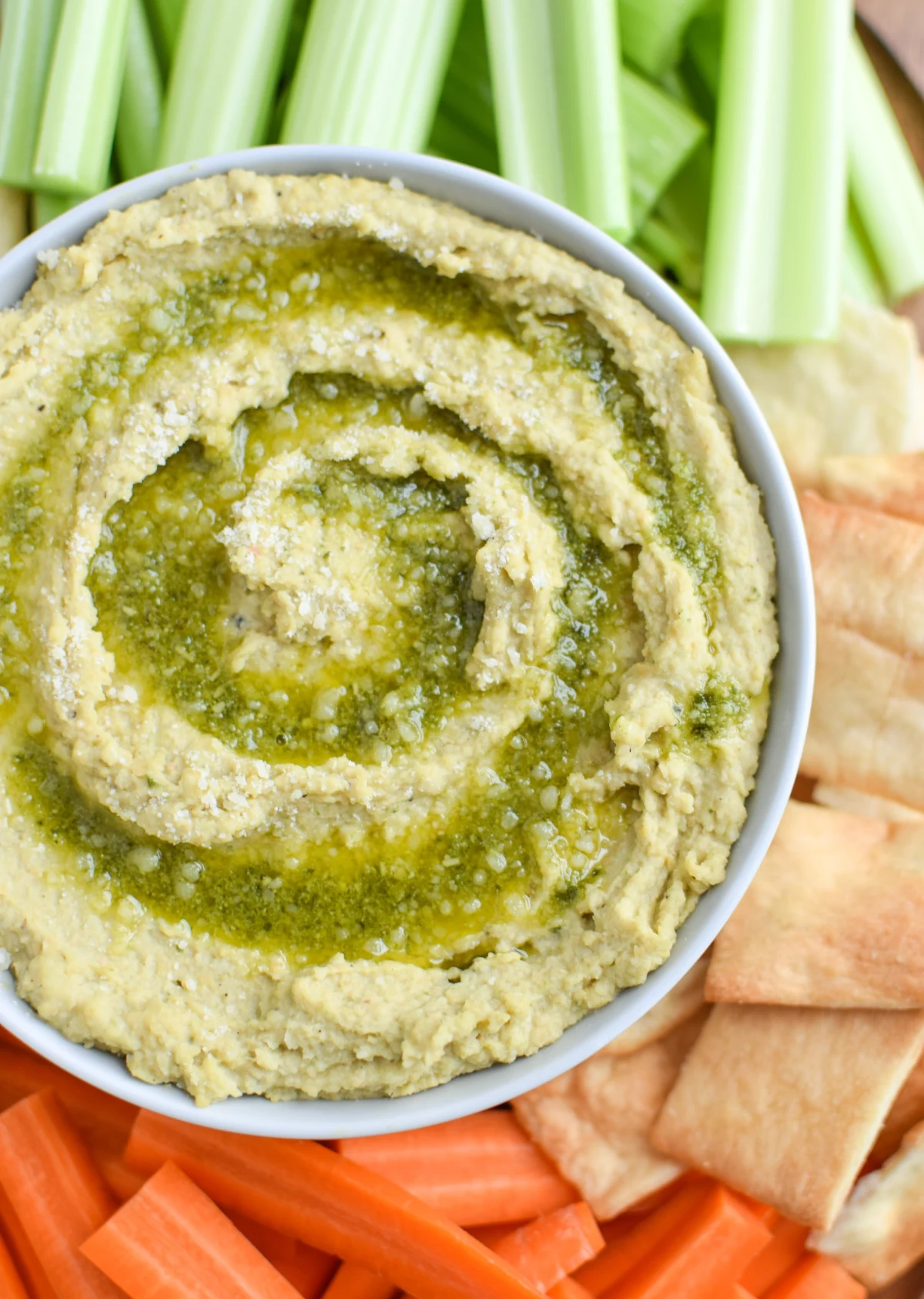 Snack Prep: Veggie Sticks with Easy Pesto Hummus