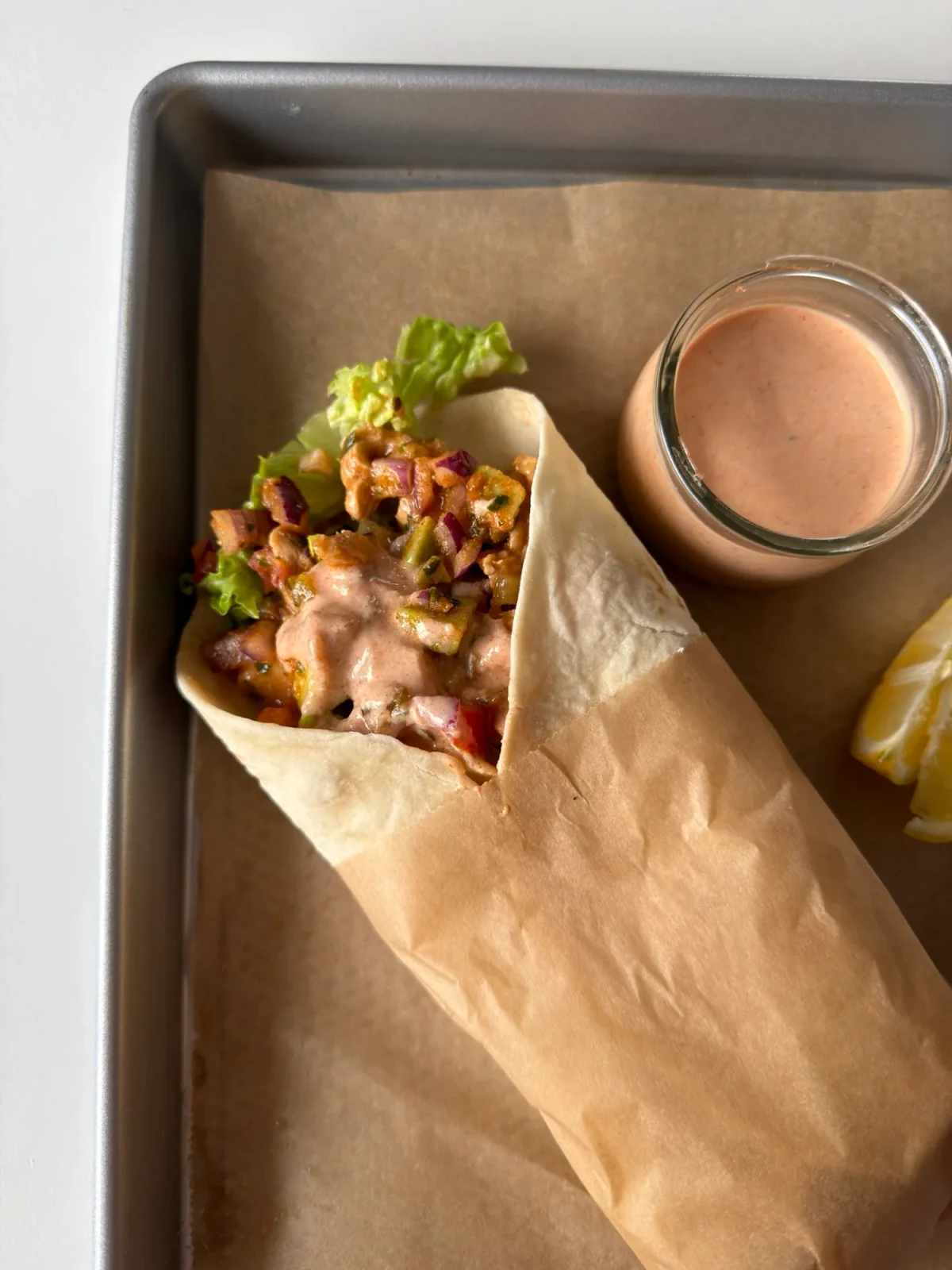 Chicken Wraps with Creamy Yogurt Sauce