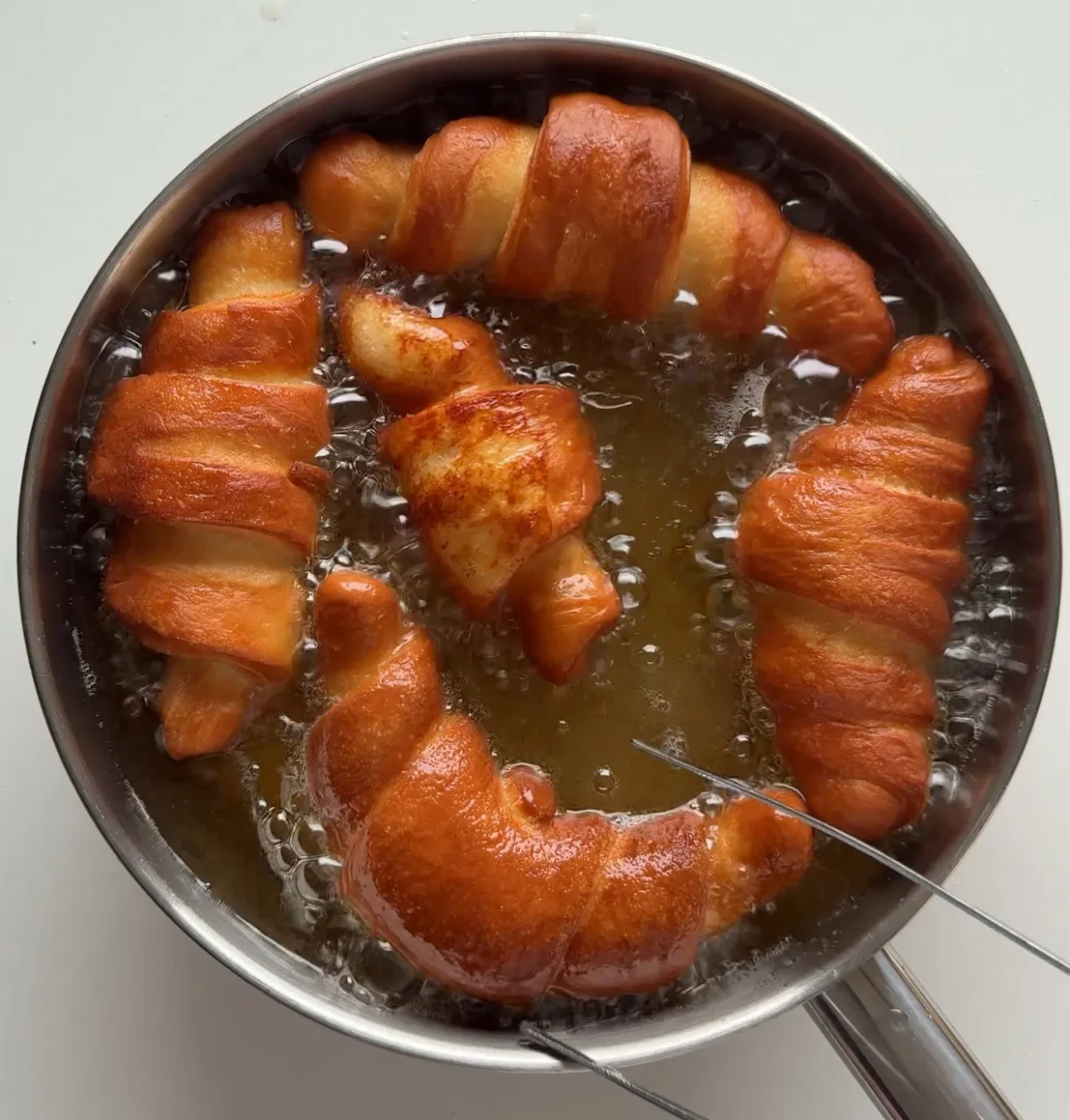 Mini Fried Croissants with Dark Chocolate Cream