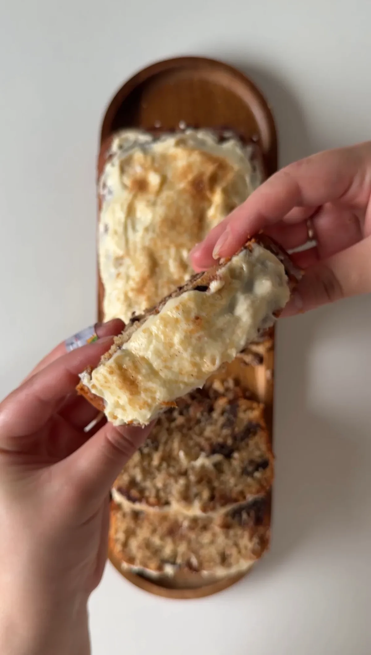 Cinnamon Roll Banana Bread with Cream Cheese Frosting