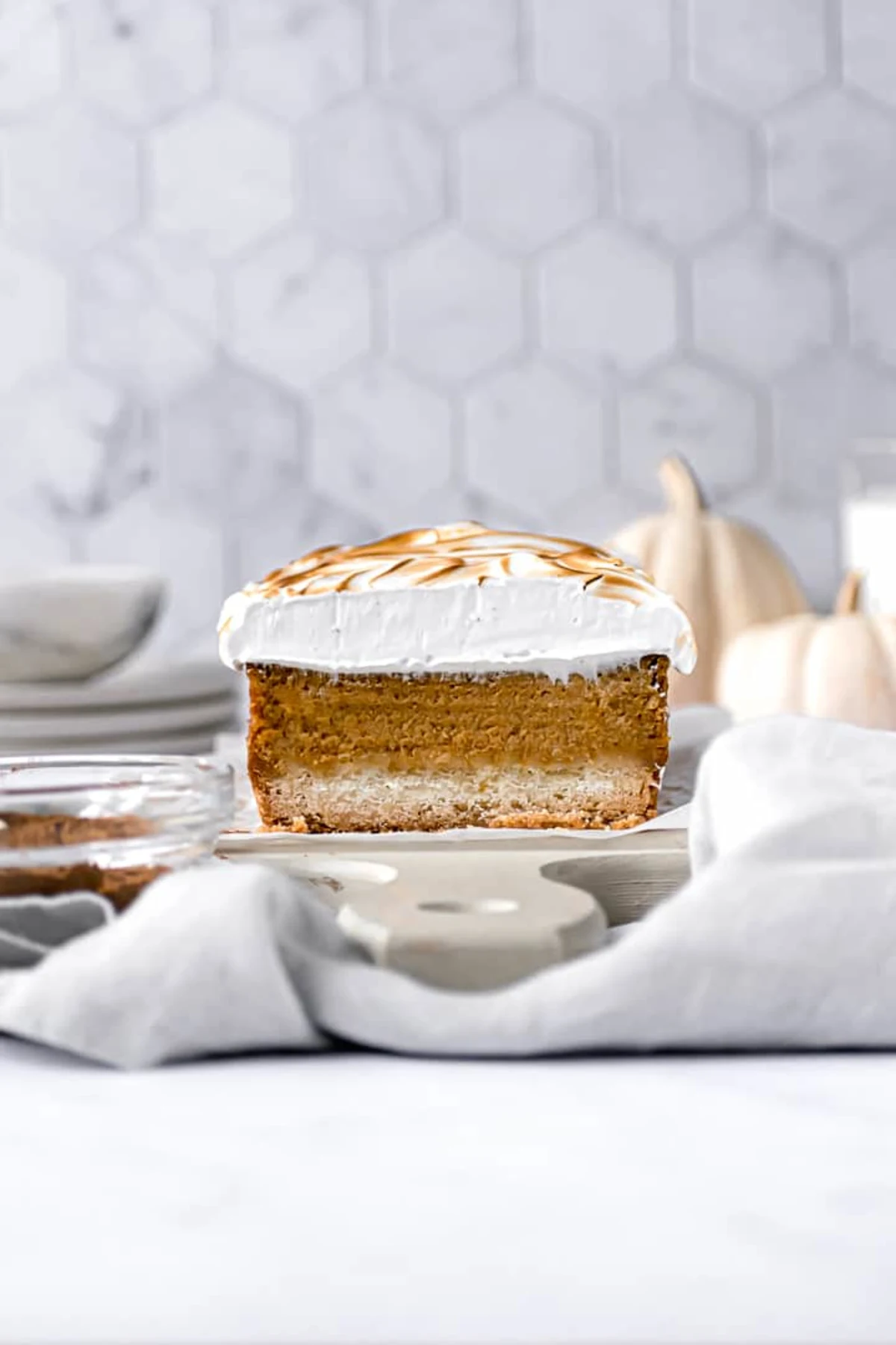 Small Batch Pumpkin Pie Bars with Swiss Meringue