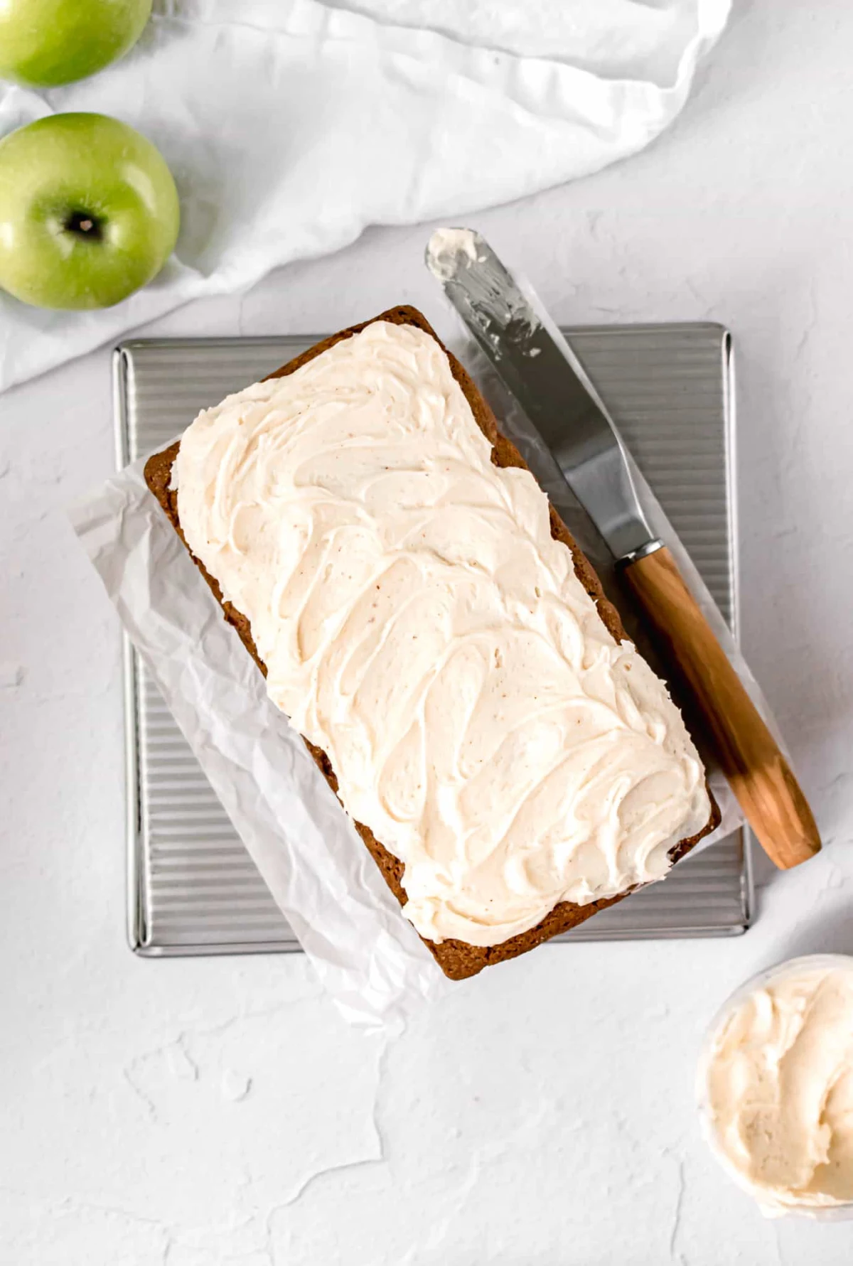 Apple Spice Loaf Cake with Brown Butter Cream Cheese Frosting