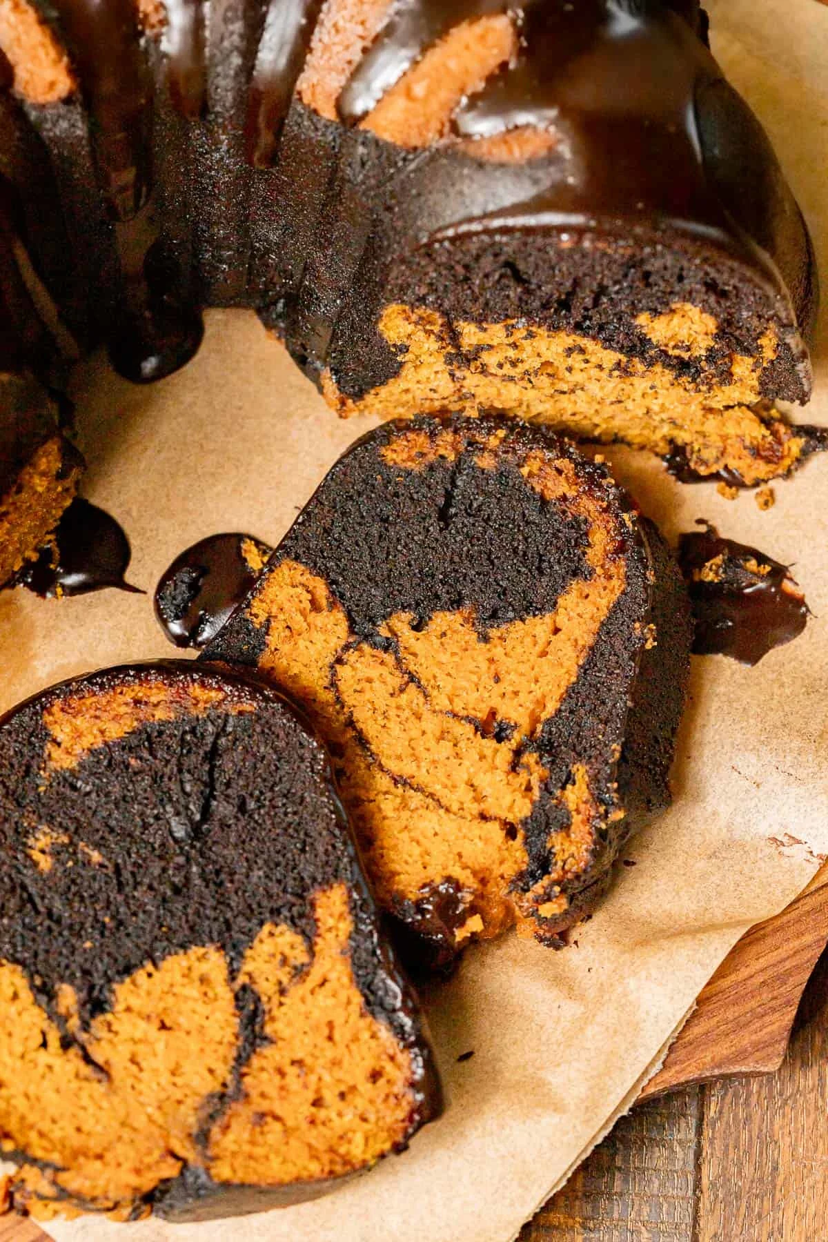Chocolate Pumpkin Swirl Bundt Cake