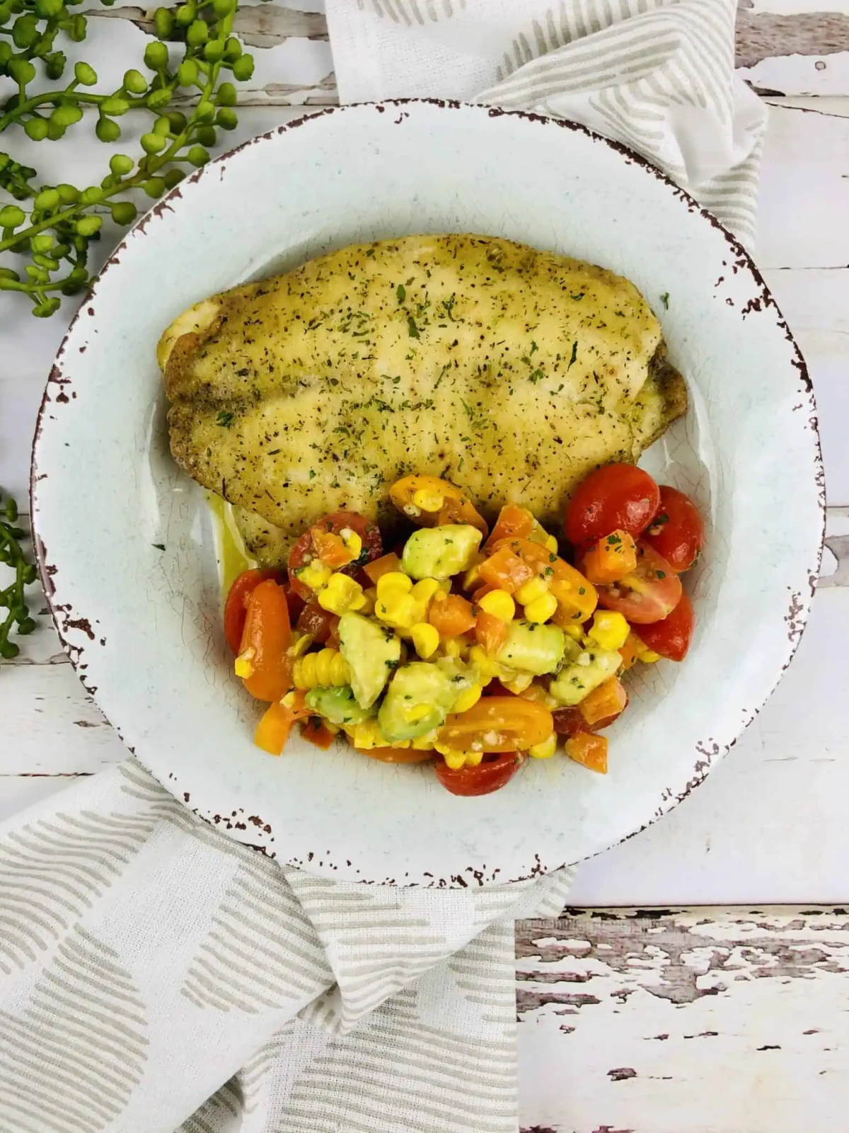 Baked Haddock with Corn Salad
