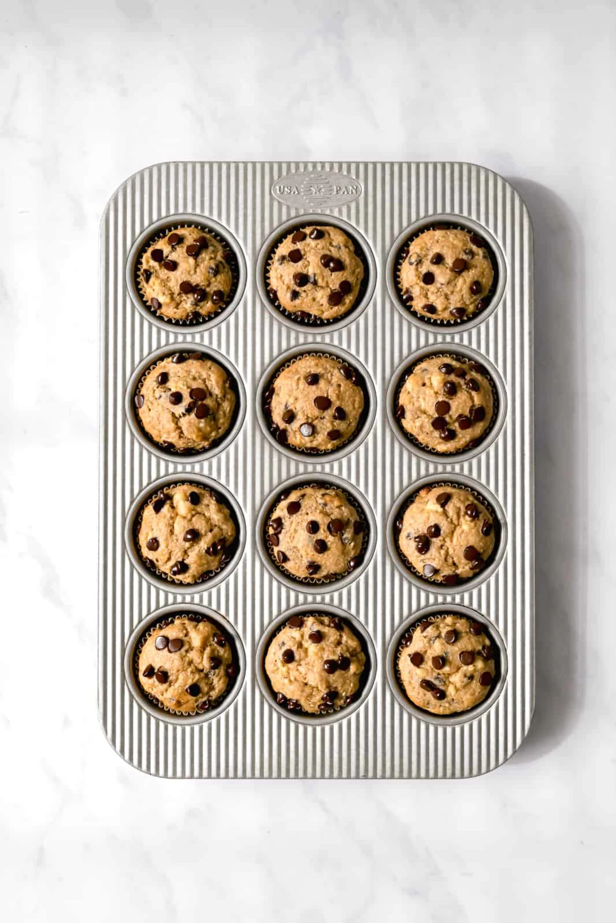 Banana Tahini Chocolate Chip Muffins