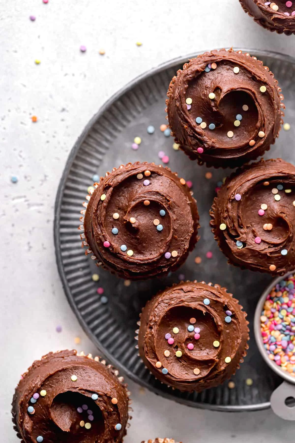 Small Batch Vanilla Cupcakes with Dark Chocolate Frosting