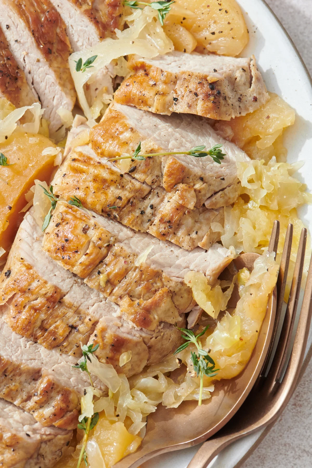 Slow Cooker Pork Tenderloin with Apples and Sauerkraut