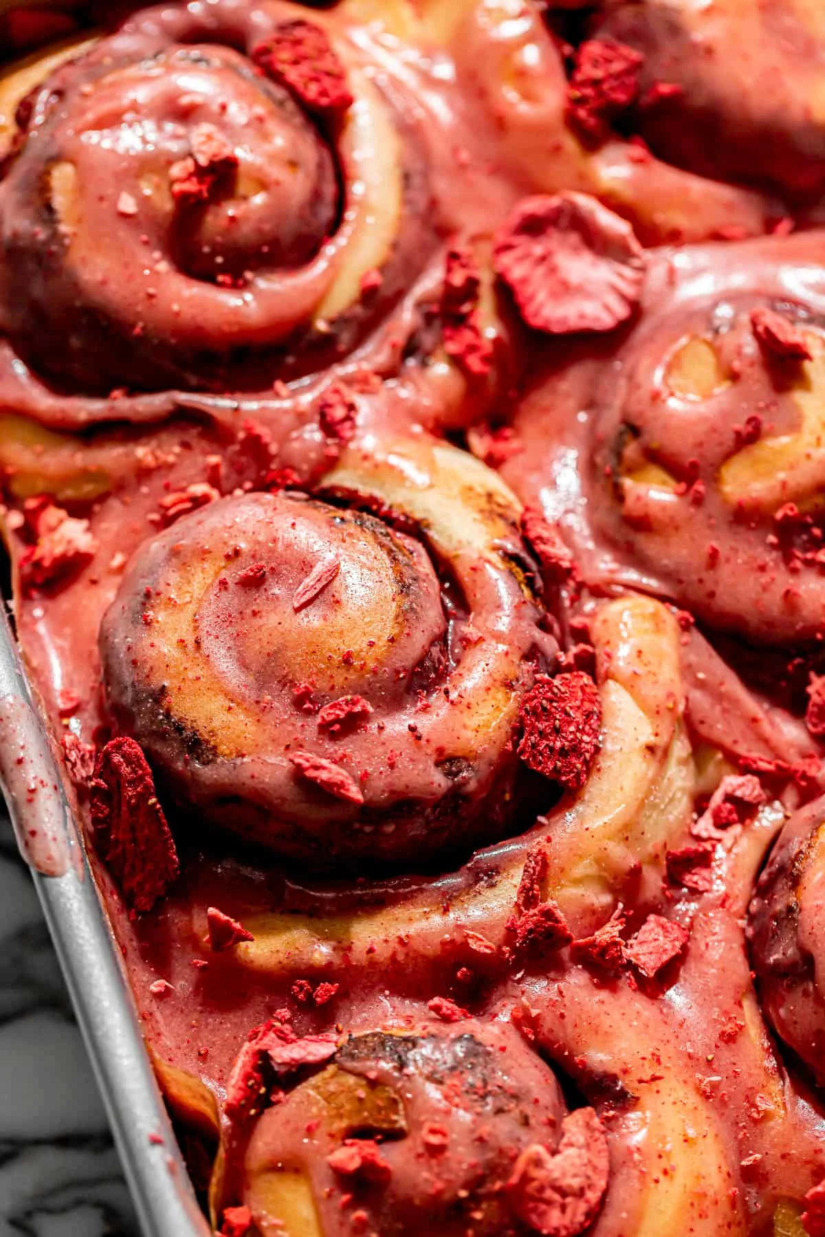 Roasted Strawberry Cinnamon Rolls