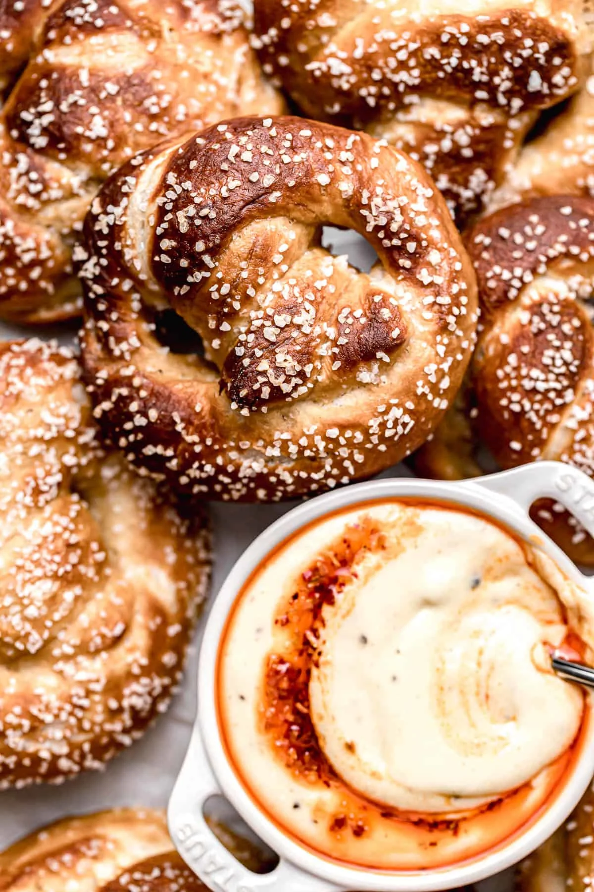 Salted Soft Pretzels with Cheese Dip