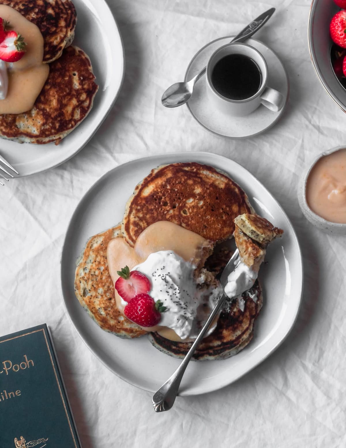 Poppy Seed Pancakes + Blood Orange Curd