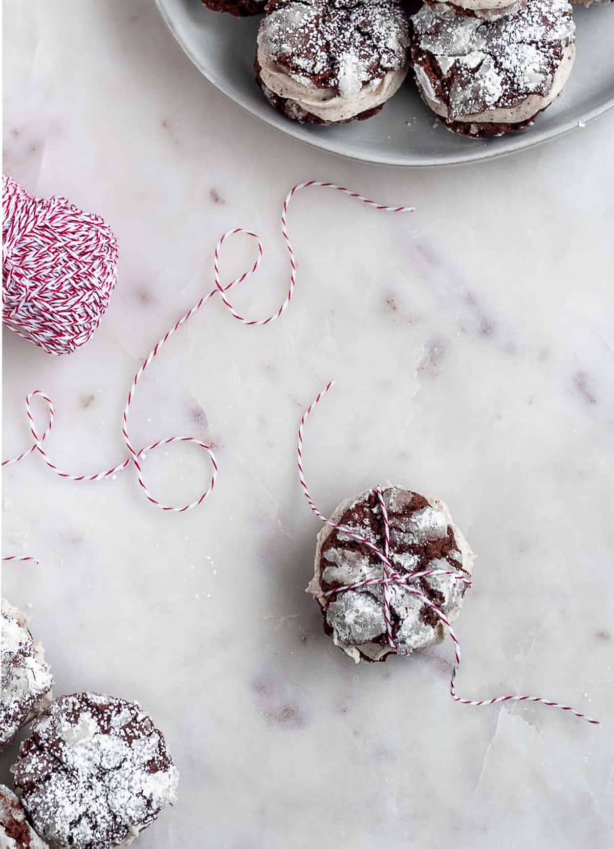 Mocha Crinkle Cookie Sandwiches With Hazelnut-Mascarpone Filling