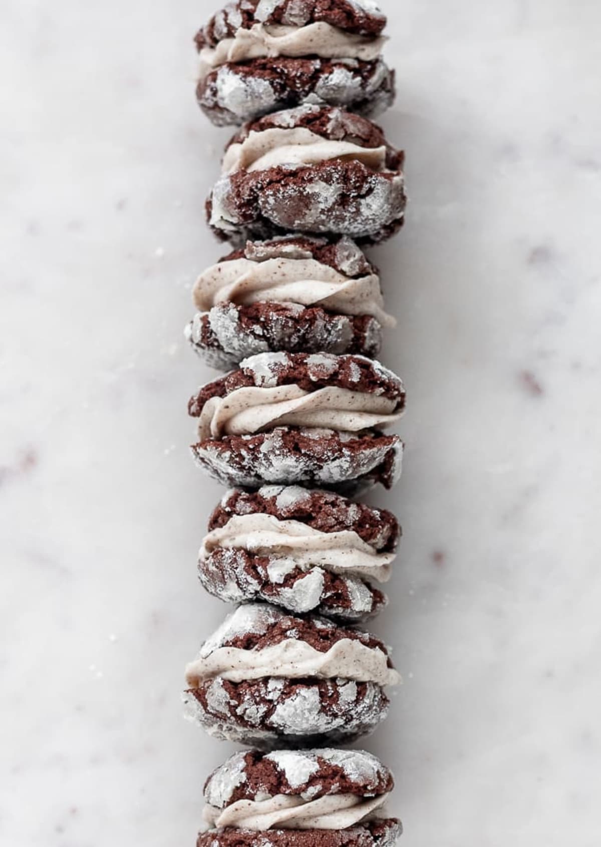 Mocha Crinkle Cookie Sandwiches With Hazelnut-Mascarpone Filling