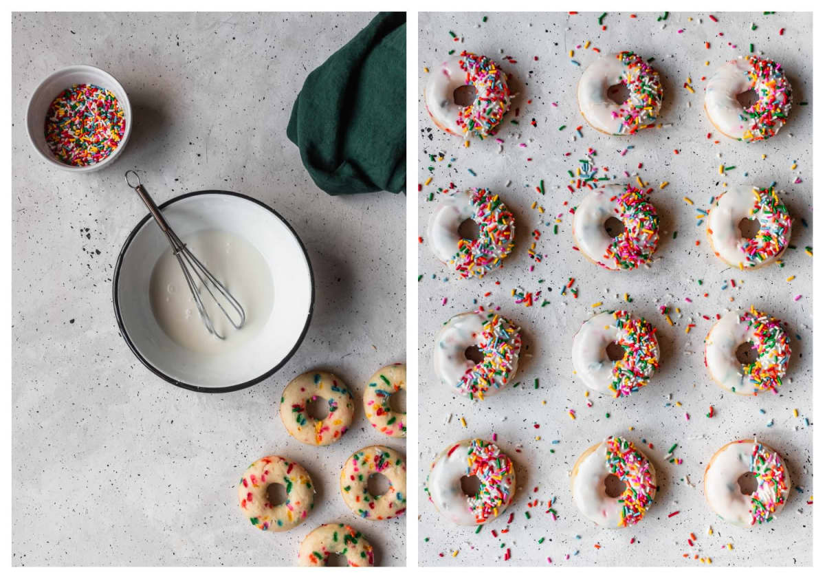 Birthday Cake Donuts With Vanilla Glaze