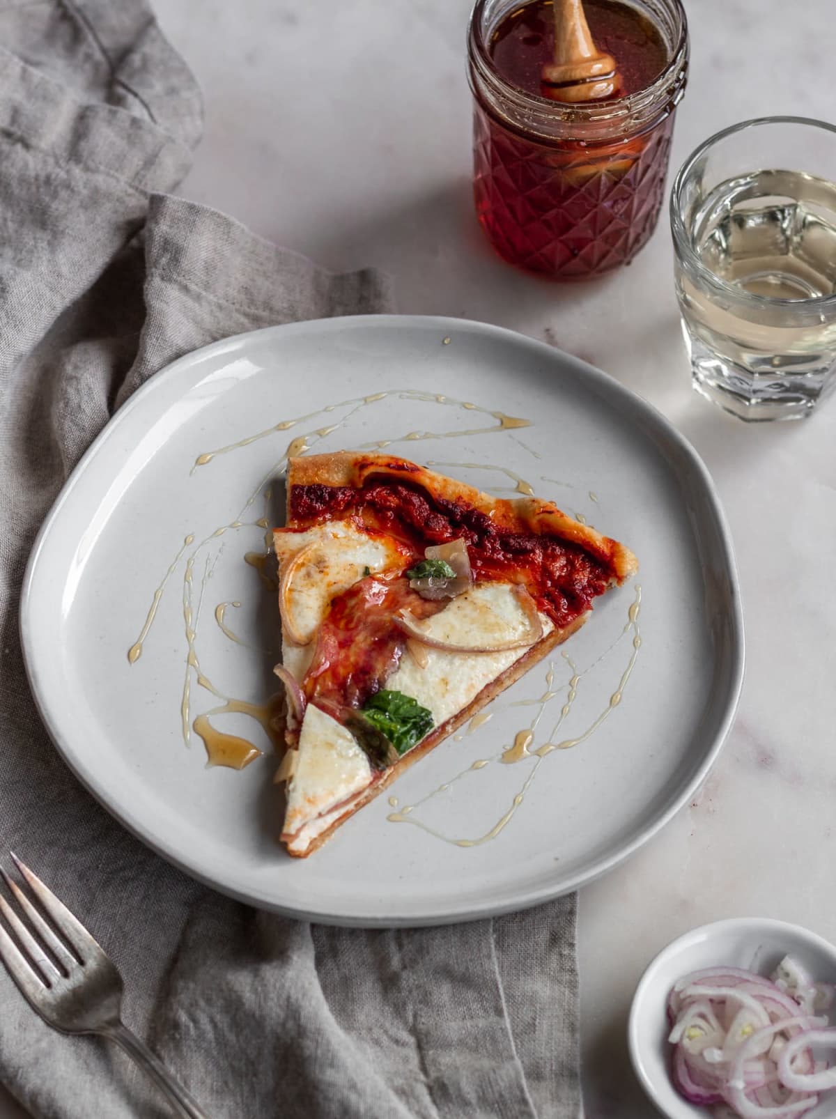 Pizza With Soppressata, Basil, & Hot Honey