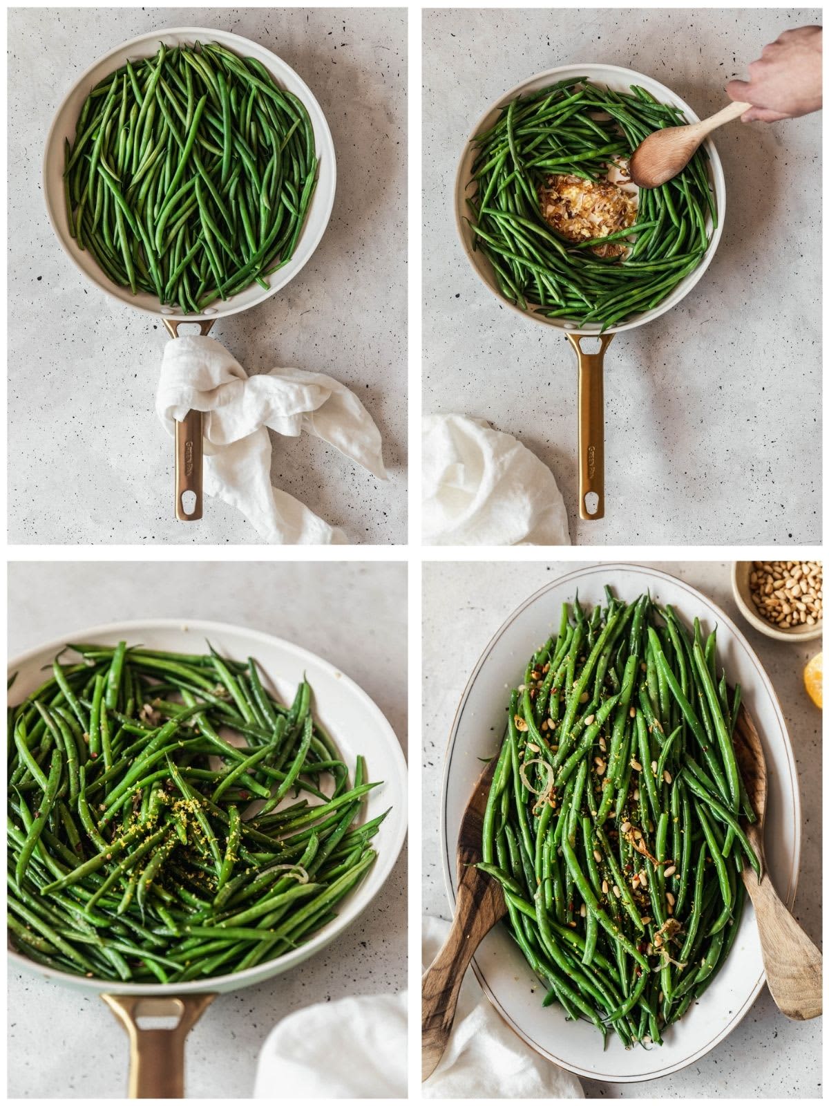 Lemony Green Beans With Pine Nuts & Garlic
