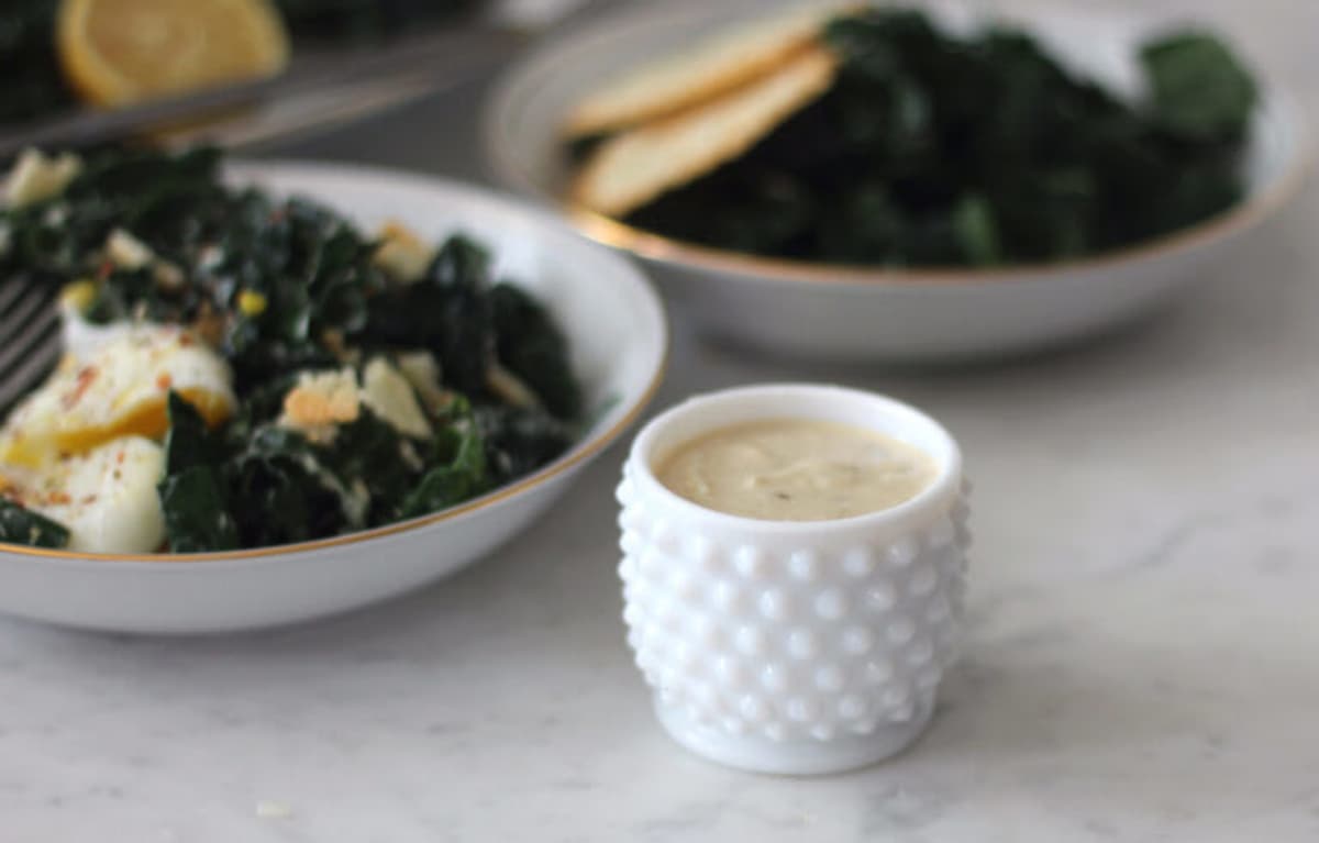 Kale Salad With Greek Yogurt Caesar Dressing