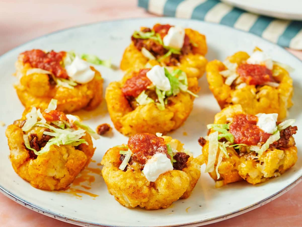 Loaded Tater Tot Taco Cups
