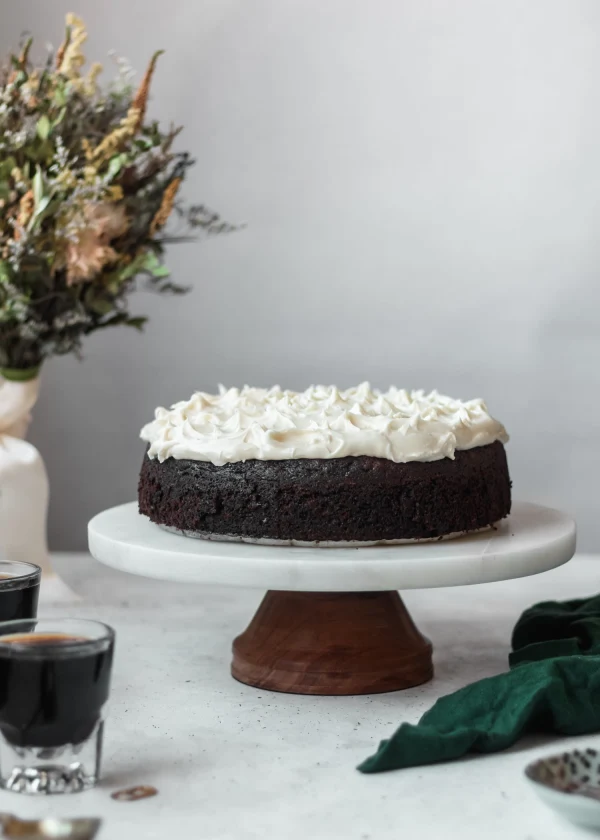 Chocolate Stout Cake + Irish Cream Cheese Frosting cover