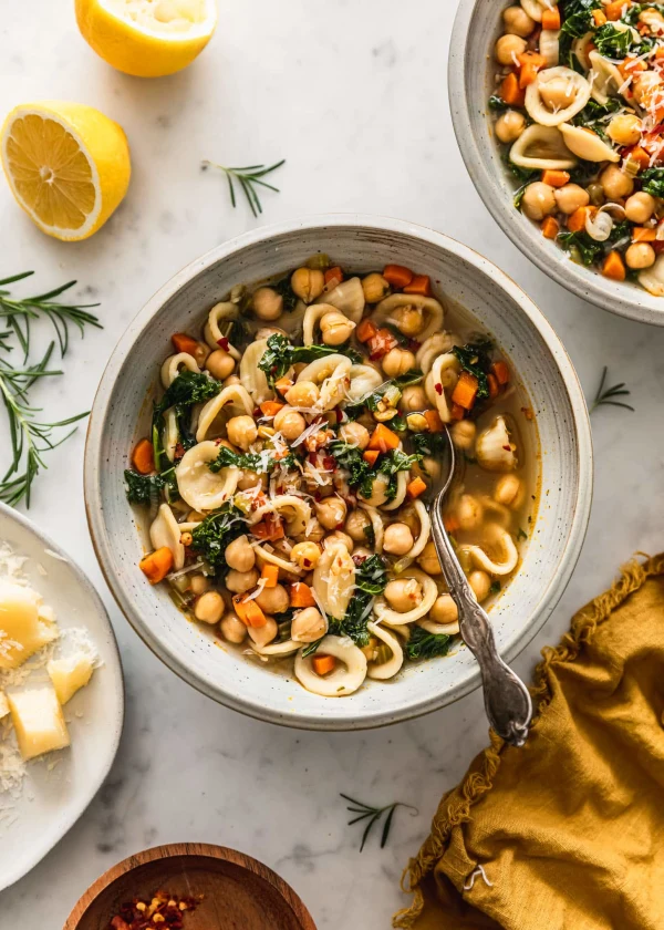Lemony Chickpea Soup With Parmesan & Pasta cover