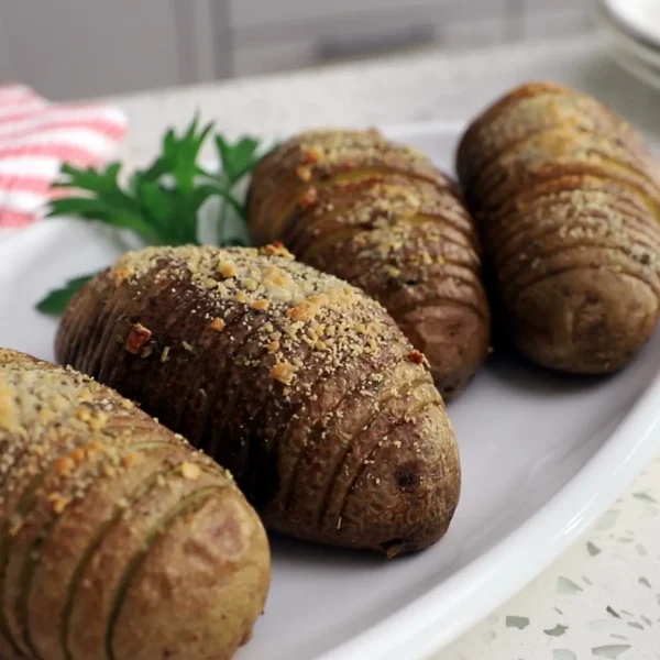 Garlic Parmesan Hasselback Potatoes cover
