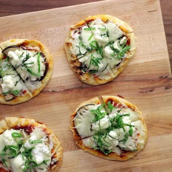 Quick & Easy Eggplant Naan Pizzas cover