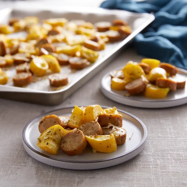 Sheet Pan Yellow Squash and Chicken Sausage cover