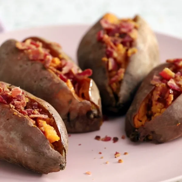 Loaded Bourbon Maple Bacon Sweet Potatoes cover