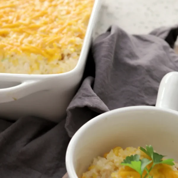 Creamy Gluten-Free Corn, Chicken, and Rice Casserole cover