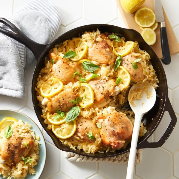 Skillet Lemon-Garlic Chicken and Rice cover
