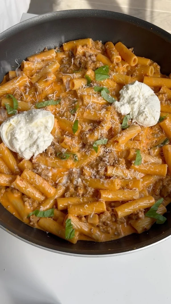 Creamy Sausage Pasta with Burrata cover