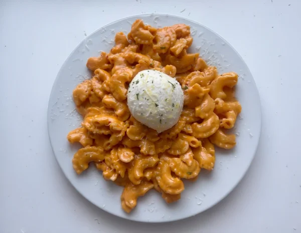Creamy Gochujang Pasta with Roasted Garlic & Burrata cover