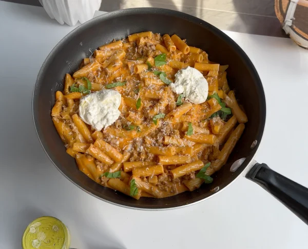 Creamy Sausage Pasta with Burrata cover