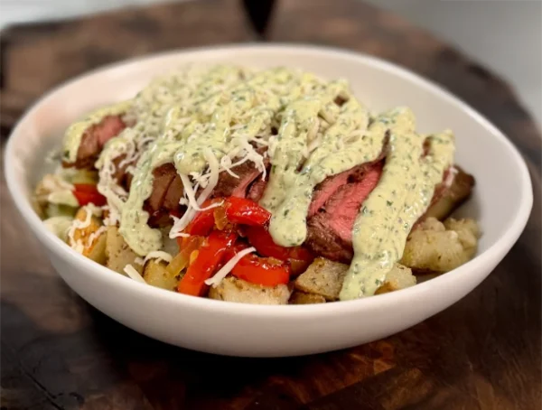 High Protein Steak Bowl with Garlic Herb Yogurt Drizzle cover
