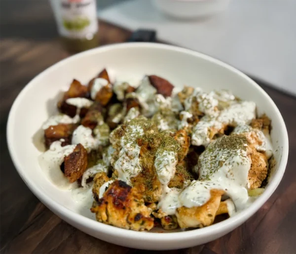 Lemon Herb Chicken with Creamy Garlic Dill Sauce & Roasted Potatoes cover