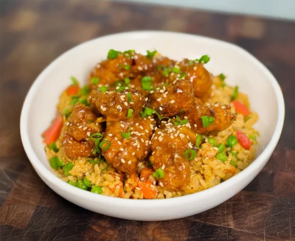 High Protein Crispy Orange Chicken Bowls cover