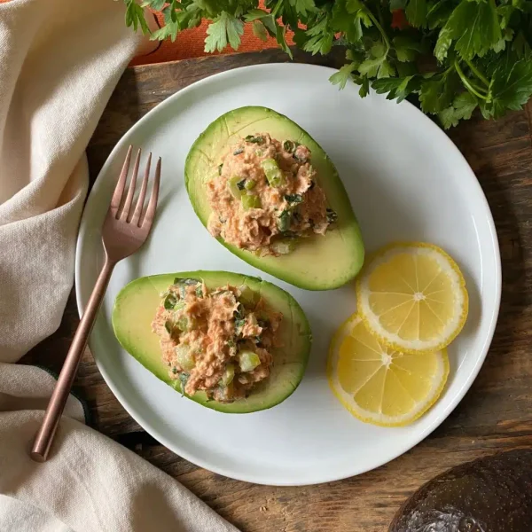 Salmon Salad Stuffed Avocados cover