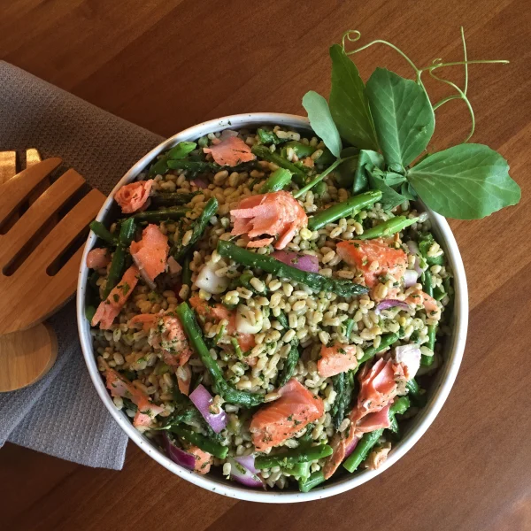 Asparagus and Farro Salad with Salmon cover