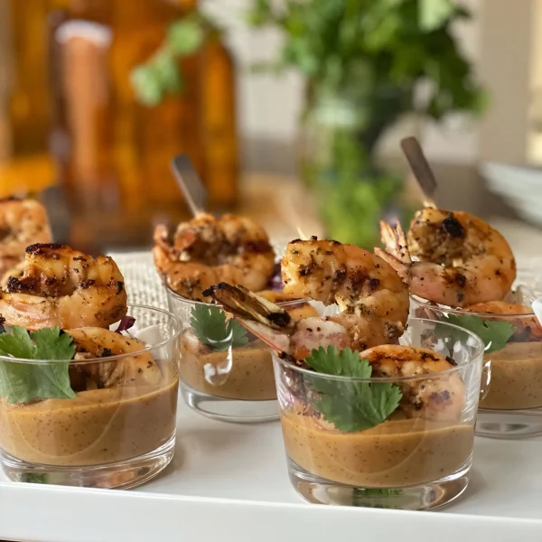 Grilled Shrimp Skewers with Crunchy Peanut Sauce cover