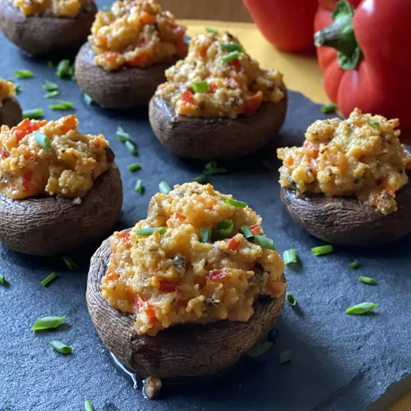 Roasted Red Pepper Stuffed Mushrooms cover