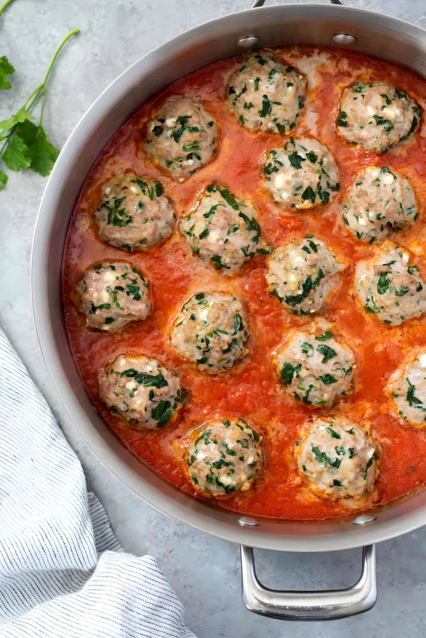 Spinach Feta Baked Turkey Meatballs cover