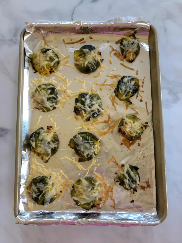 Smashed Brussels Sprouts with Vegan Cheese cover