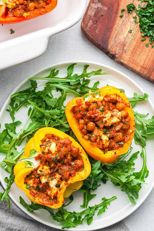Harissa Chickpea Stuffed Peppers cover