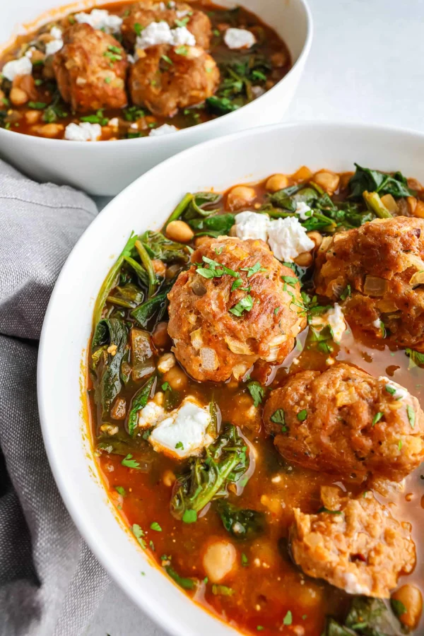 Chickpea and Spinach Stew with Turkey Meatballs cover