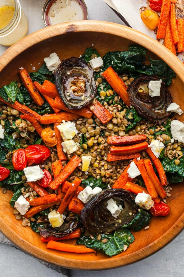 Kale Lentil Salad with Roasted Vegetables  cover