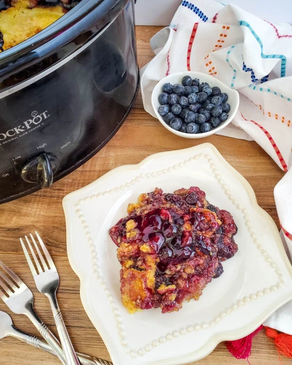 Blueberry Crock Pot Dump Cake cover
