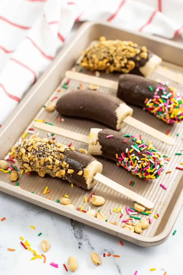 Frozen Bananas in Chocolate cover