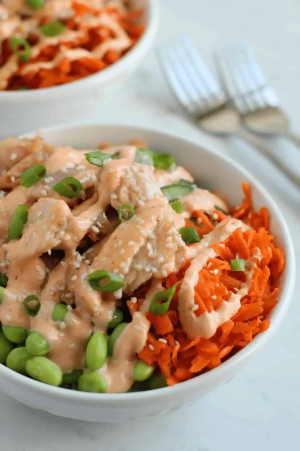 Teriyaki Salmon Bowls with Spicy Mayo Sauce cover