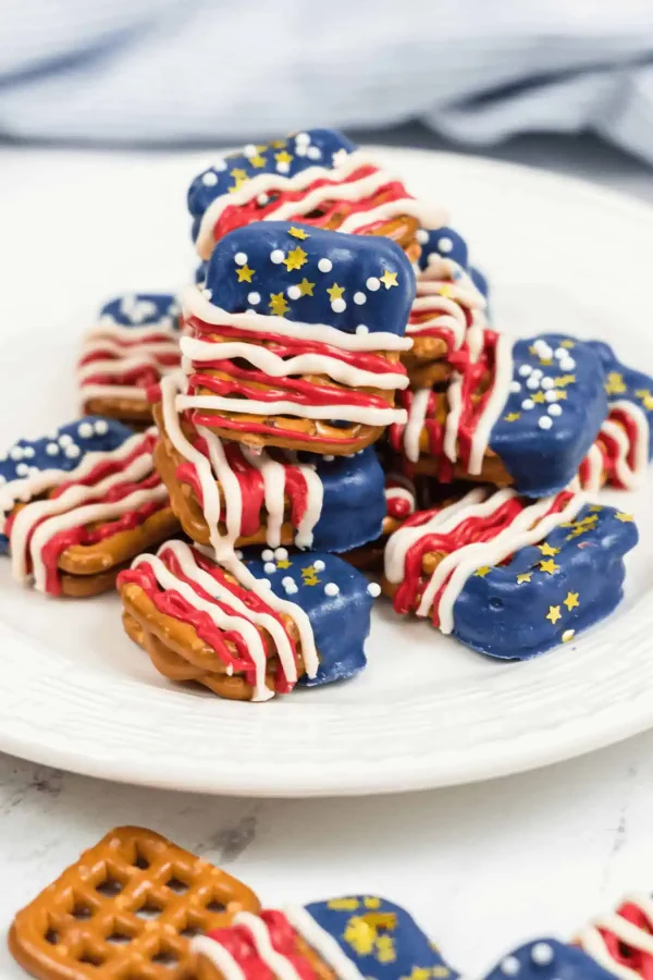 Patriotic Pretzels Covered with Chocolate cover
