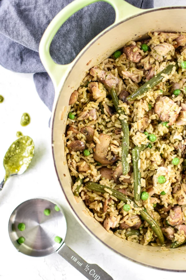 One-Pot Pesto Chicken and Rice cover
