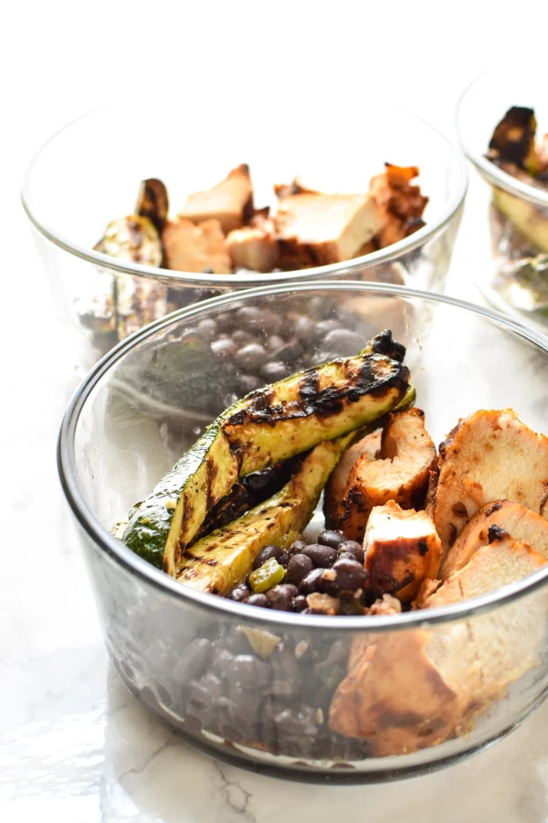 Meal Prep Chipotle Grilled Chicken with Seasoned Black Beans and Zucchini cover